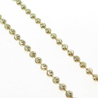 P. LUX 925 Sterling Silver Gold Plated Diamond-Cut Beaded Chain Necklace 22"