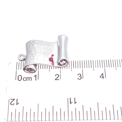 DANECRAFT 925 Sterling Silver Vintage Enamel Diploma Minimalist Charm Pendant