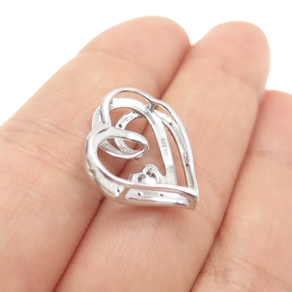 JANE SEYMOUR 10K Gold 925 Sterling Silver Real Diamond Heart Mini Slide Pendant