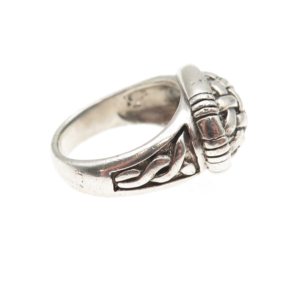 Sidney Evan 925 Sterling Silver Vintage Modernist Woven Oxidized Ring Size 7.5