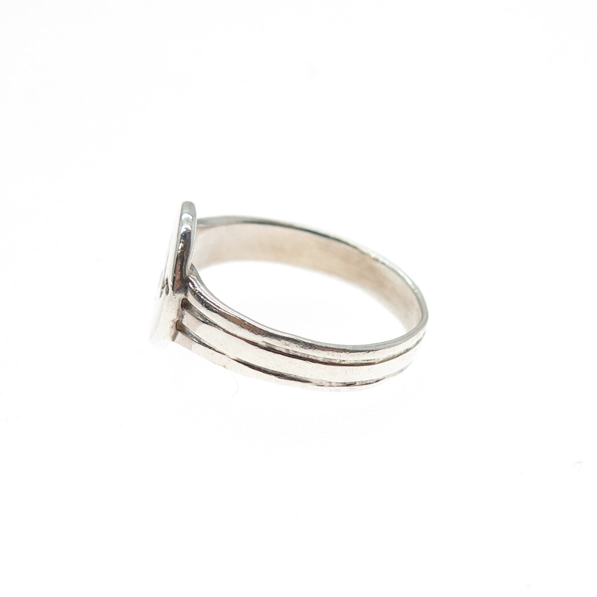 925 Sterling Silver Vintage Modernist Heartbeat Ring Size 6.25