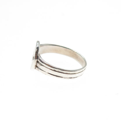925 Sterling Silver Vintage Modernist Heartbeat Ring Size 6.25