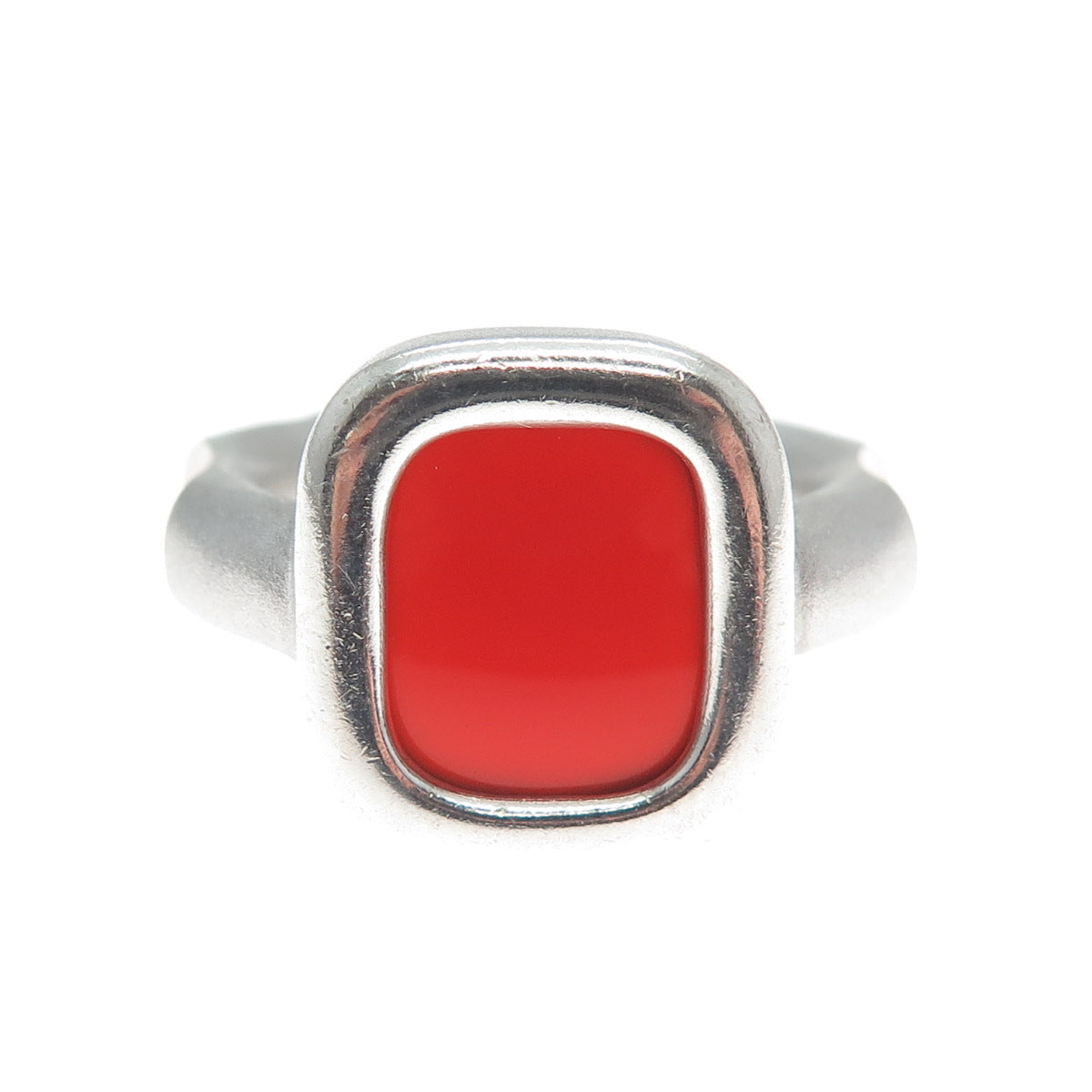 GLAVAS 950 Silver Vintage Real Carnelian Modernist Ring Size 10