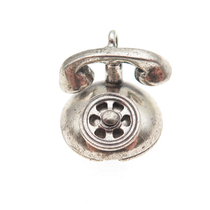 Danecraft Sterling Silver Antique Art Deco Rotary Phone 3D Mini Charm Pendant