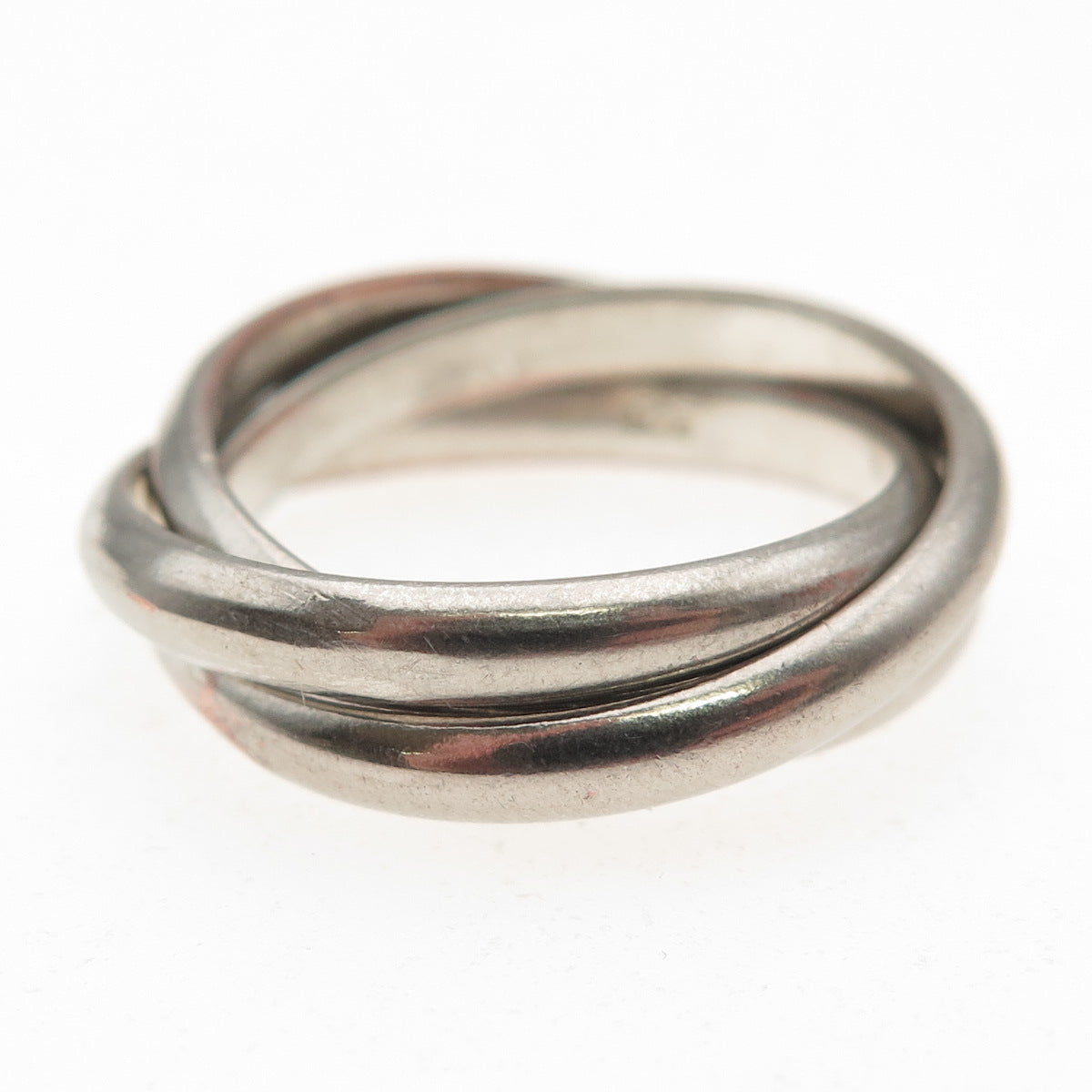 925 Sterling Silver Vintage Interlocked Trinity Oxidized Band Ring Size 8