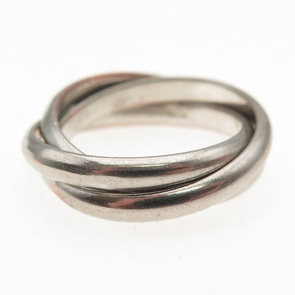 925 Sterling Silver Vintage Interlocked Trinity Oxidized Band Ring Size 8