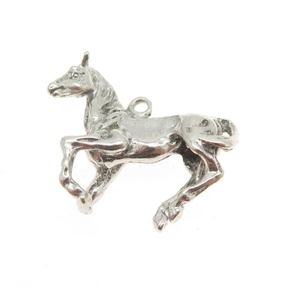 925 Sterling Silver Antique Art Deco Frisky Horse 3D Pendant