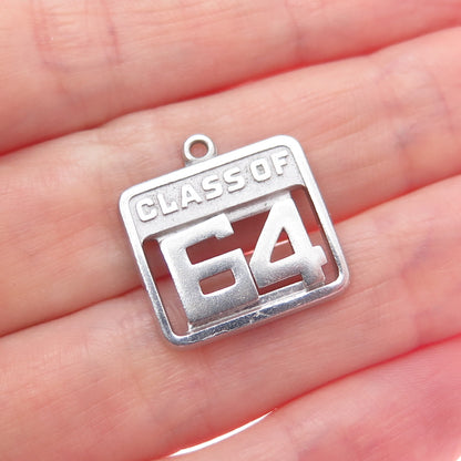 WELLS 925 Sterling Silver Vintage Class of 1964 Mini Charm Pendant