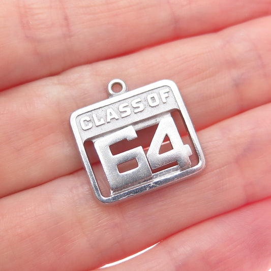 WELLS 925 Sterling Silver Vintage Class of 1964 Mini Charm Pendant