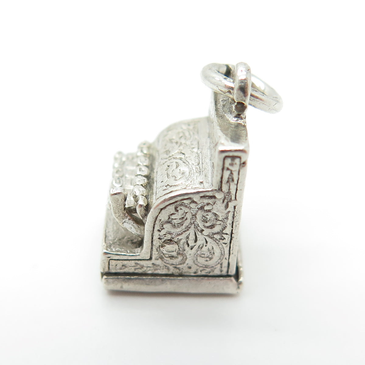 925 Sterling Silver Antique Art Deco Cash Register 3D Charm Pendant