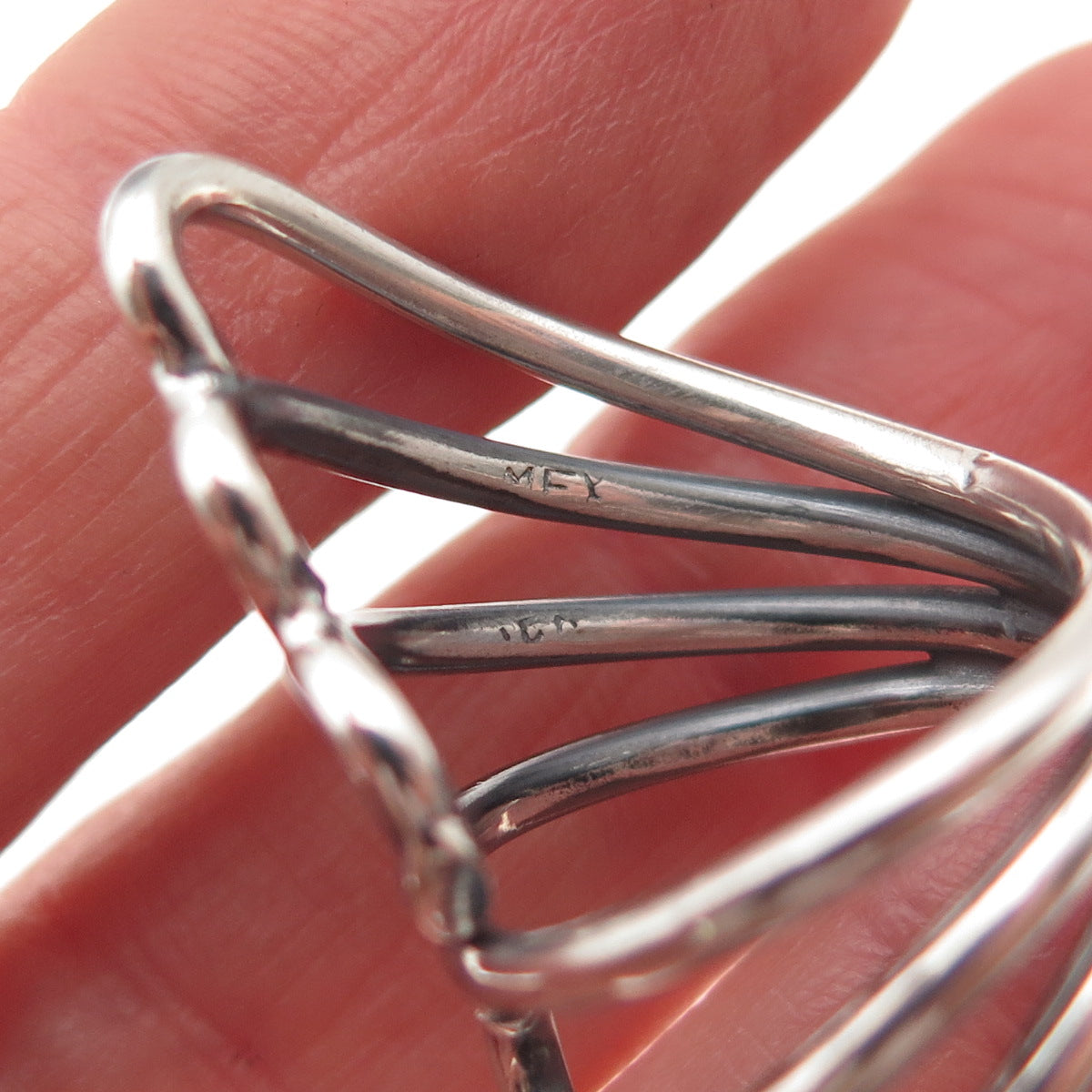 925 Sterling Silver Vintage Mexico Angel Wings Oxidized Adjustable Ring Size 5