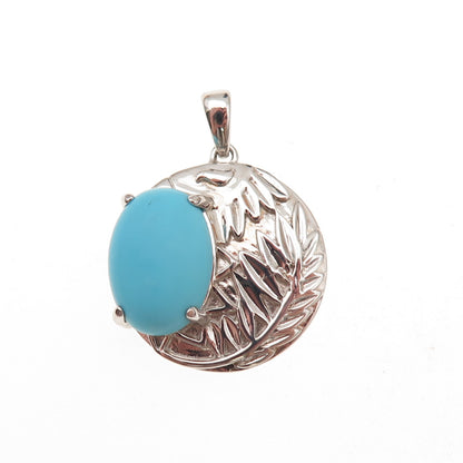 925 Sterling Silver Real Turquoise Floral Charm Pendant