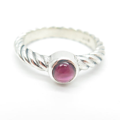 925 Sterling Silver Vintage Real Tourmaline Twisted Rope Ring Size 6.5