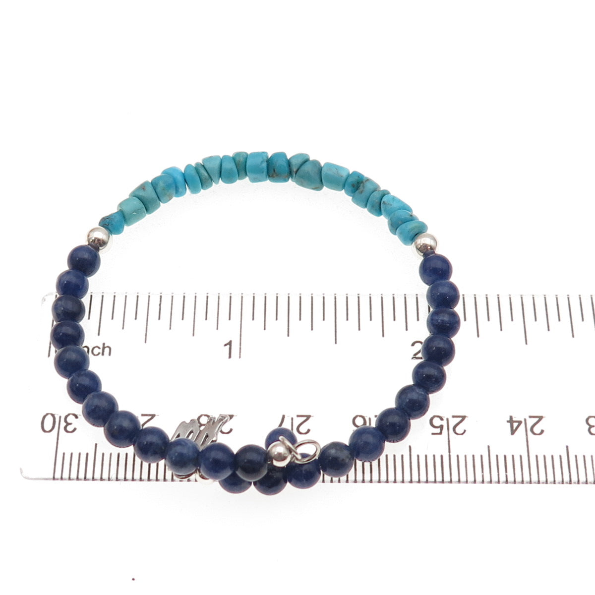 Carolyn Pollack AW Old Pawn Sterling Turquoise & Lapis Adjustable Bracelet 6.75"