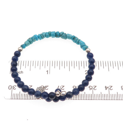 Carolyn Pollack AW Old Pawn Sterling Turquoise & Lapis Adjustable Bracelet 6.75"