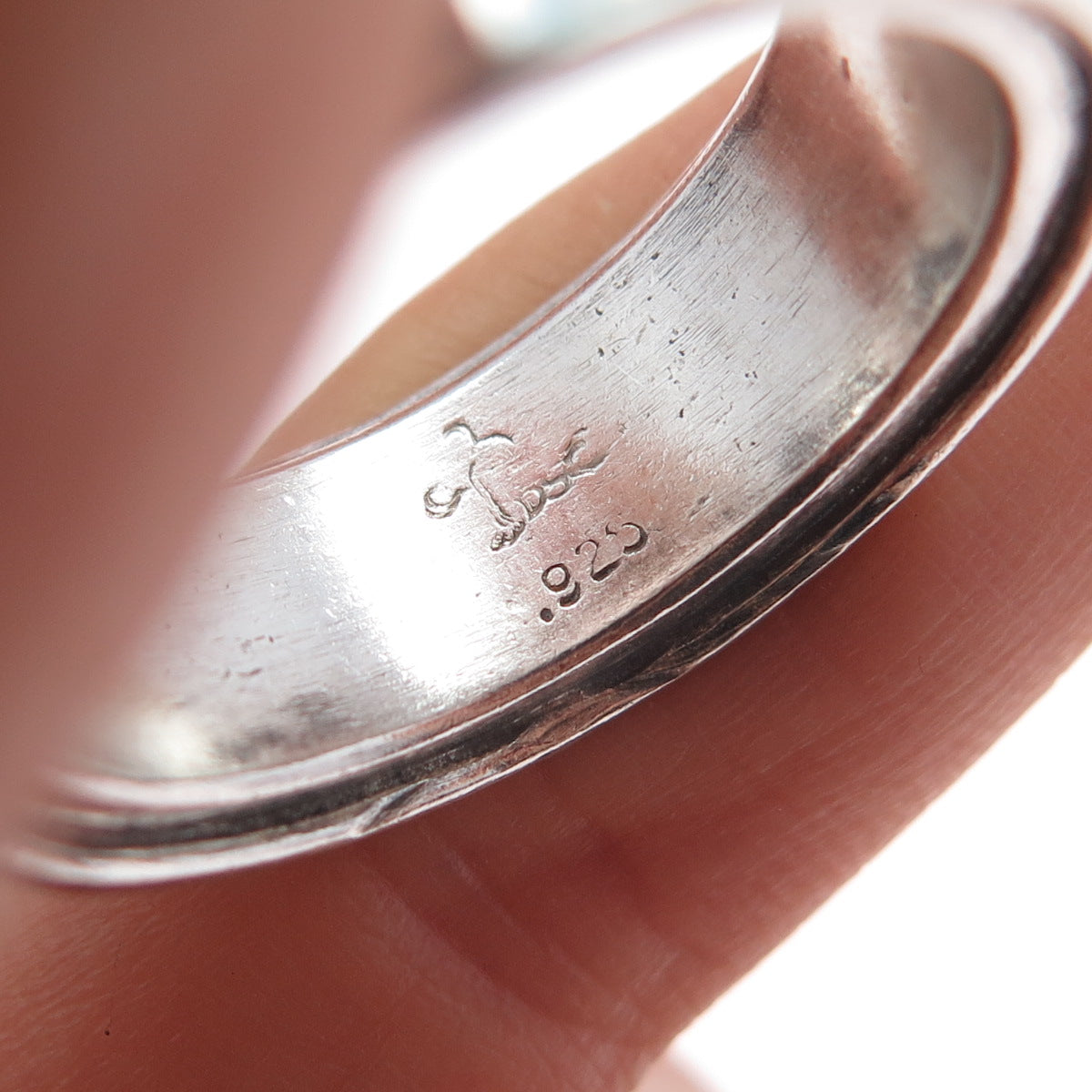 925 Sterling Silver Vintage DSC Runic Oxidized Band Ring Size 12