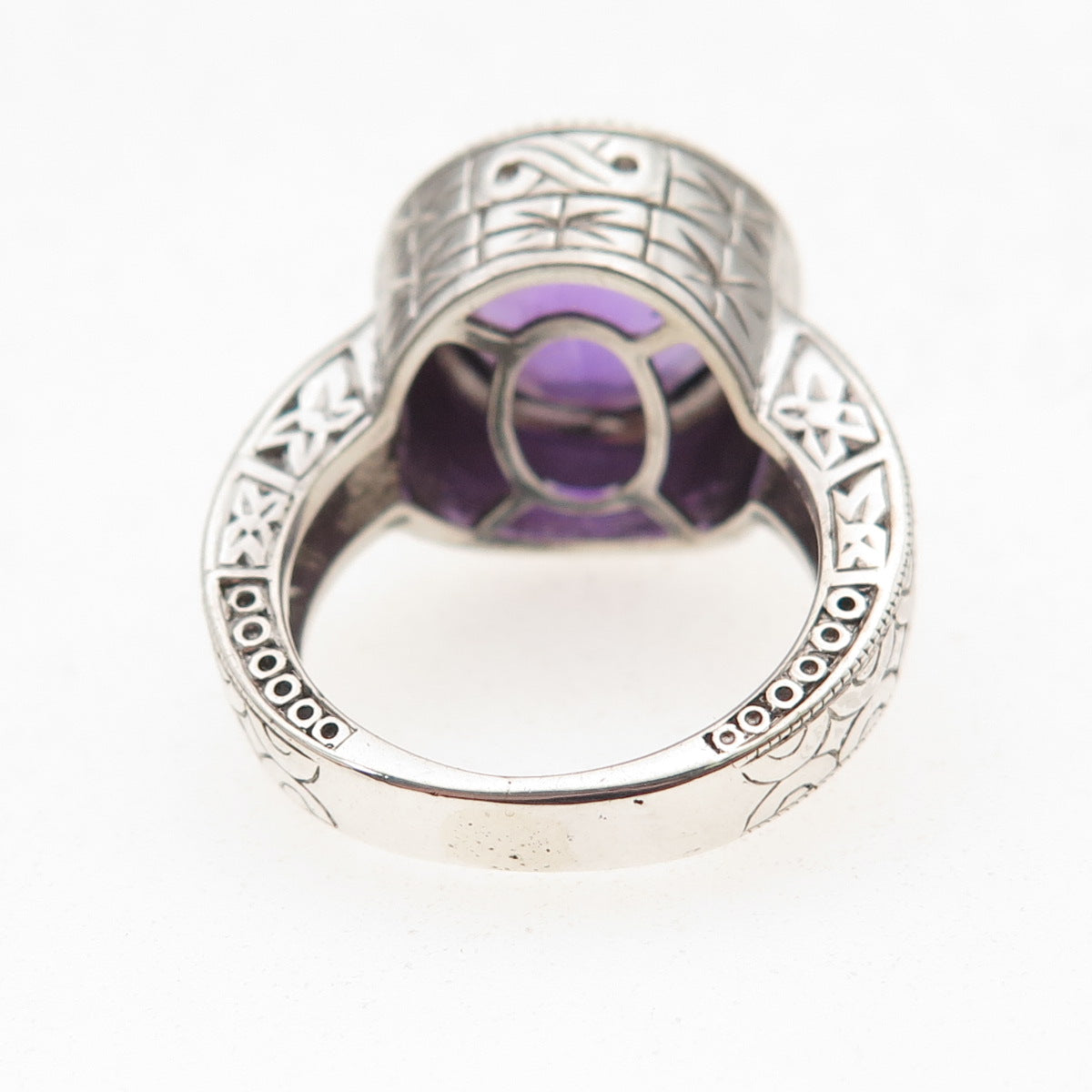 Ben Kho Gems 925 Sterling Silver Real Round-Cut Amethyst Ring Size 6.5