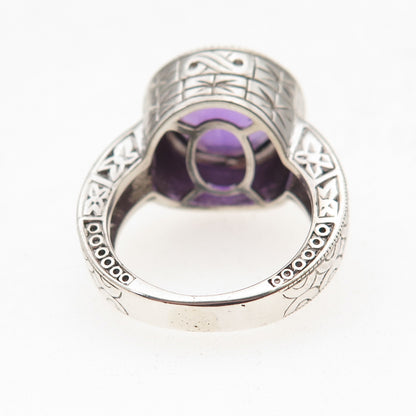 Ben Kho Gems 925 Sterling Silver Real Round-Cut Amethyst Ring Size 6.5