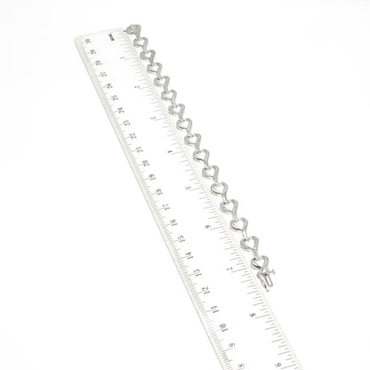 SUN 925 Sterling Silver Real Round-Cut Diamond Heart Link Bracelet 7.25"