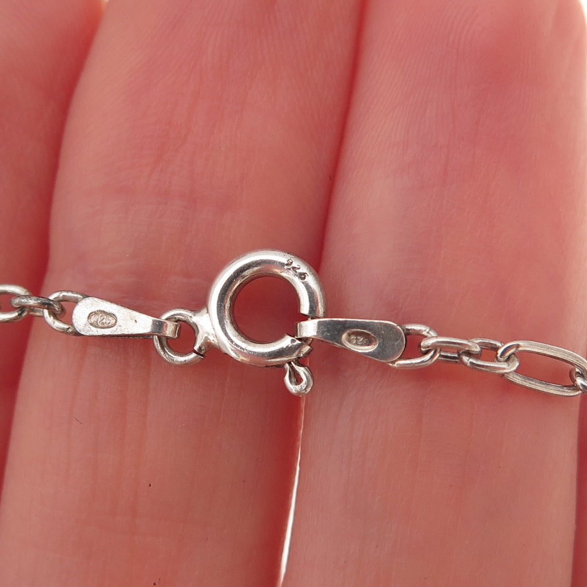 925 Sterling Silver Vintage Italy Paperclip Figaro Chain Necklace 20"