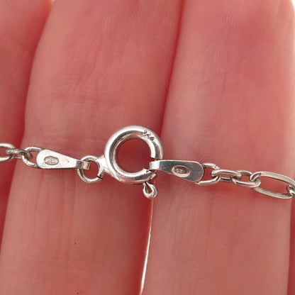 925 Sterling Silver Vintage Italy Paperclip Figaro Chain Necklace 20"