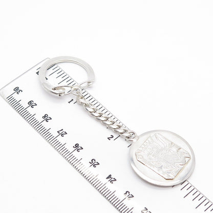 925 Sterling Silver Vintage Tribal God Key Chain Ring