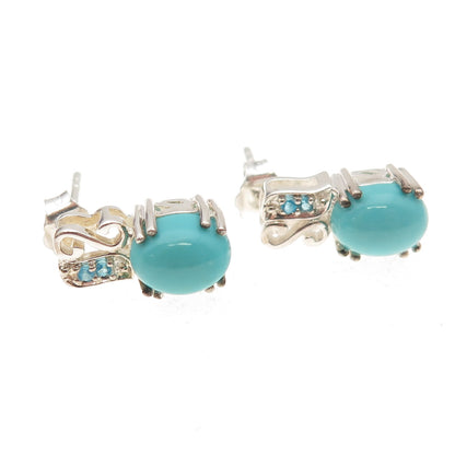 925 Sterling Silver Real Sleeping Beauty Turquoise & Apatite Earrings