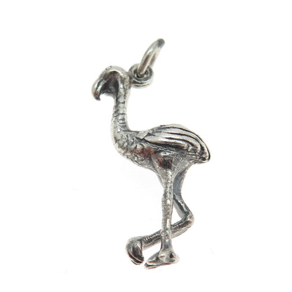 925 Sterling Silver Vintage Flamingo Bird Minimalist Charm Pendant