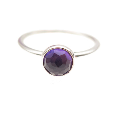 Pandora 925 Sterling Silver Real Amethyst February Birthday Blooms Ring Size 6