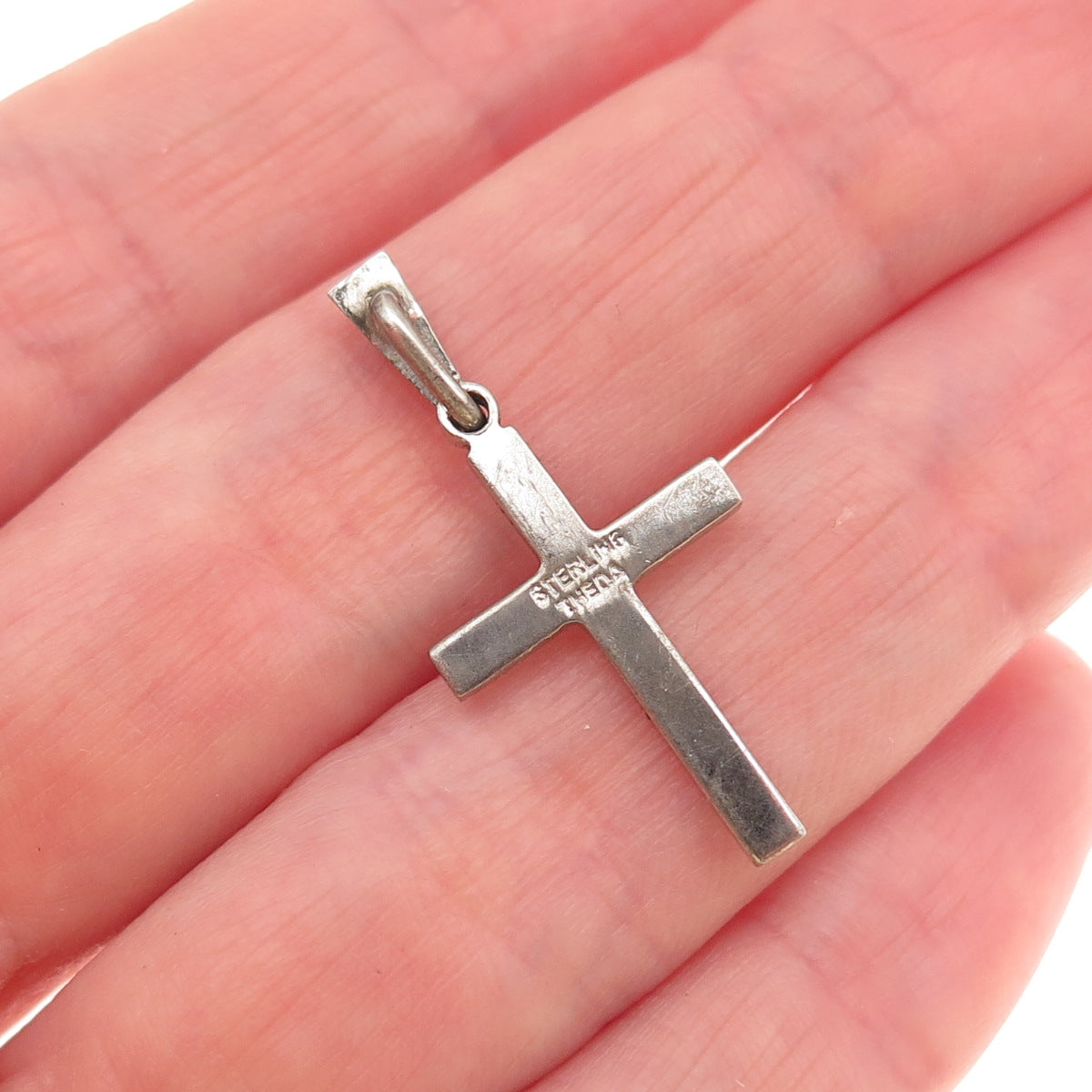 Theda 925 Sterling Silver Antique Art Deco Real Marcasite Cross Charm Pendant