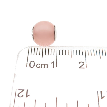 Pandora 925 Sterling Silver Real Rose Quartz Essence Caring Slide Bead Charm