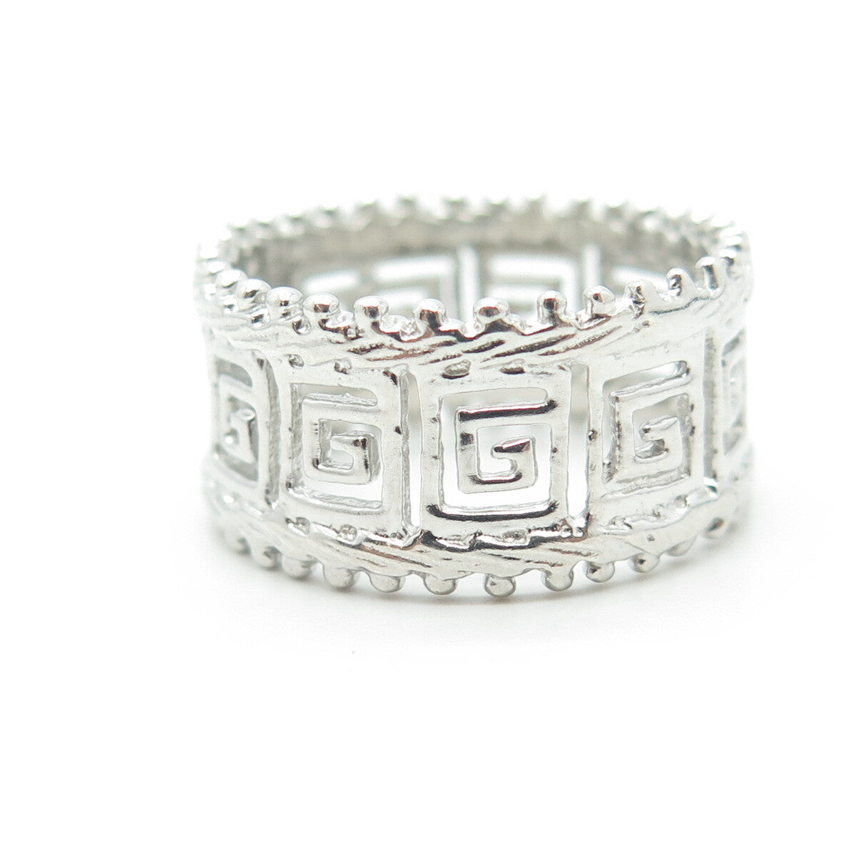 925 Sterling Silver Greek Maze Band Ring Size 9