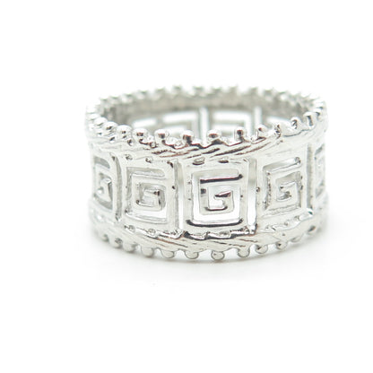 925 Sterling Silver Greek Maze Band Ring Size 9
