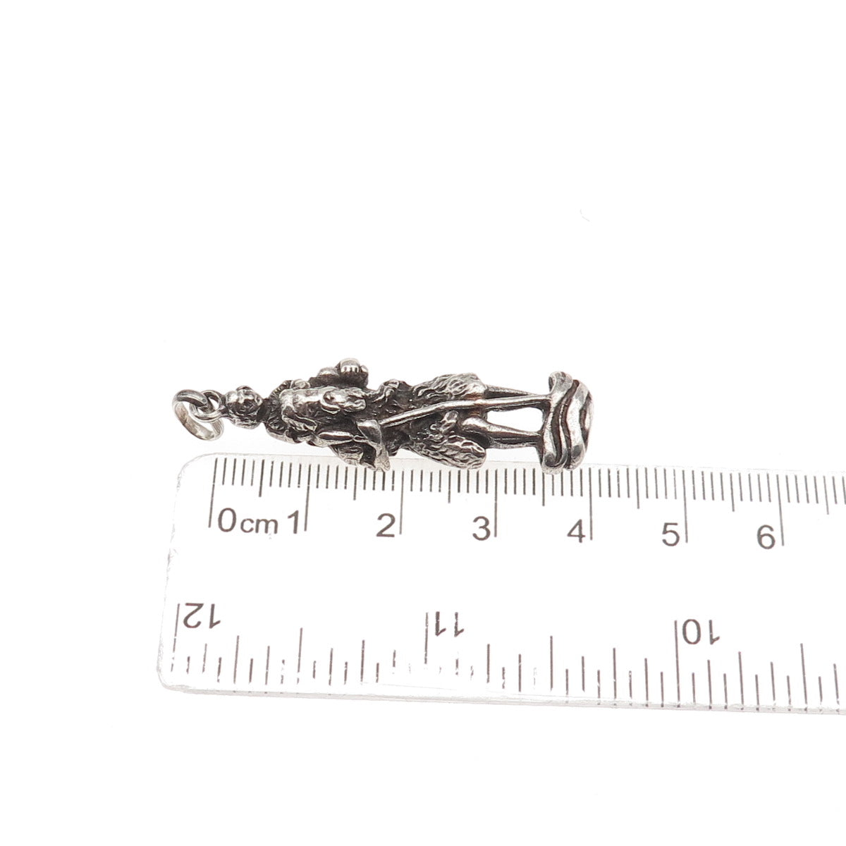 925 Sterling Silver Antique Art Deco St. Christopher Oxidized 3D Pendant