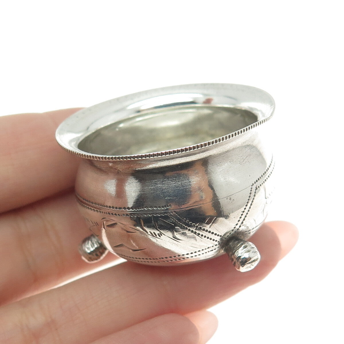 84 Silver Antique European Engraved Individual Salt Cellar