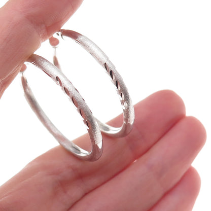 925 Sterling Silver Etched Hoop Earrings