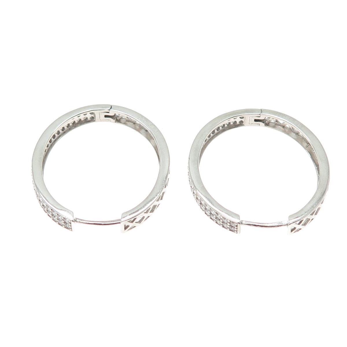 925 Sterling Silver Round-Cut C Z Sparkle Oval Hoop Earrings