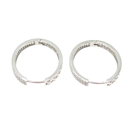 925 Sterling Silver Round-Cut C Z Sparkle Oval Hoop Earrings