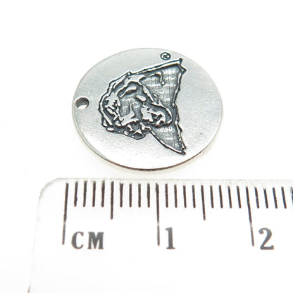 925 Sterling Silver Vintage Pit Bull Dog "PITT" Round Tag Charm Pendant