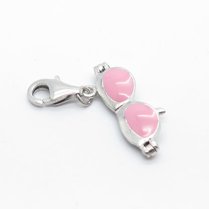 925 Sterling Silver Pink Enamel Sunglasses Charm Pendant