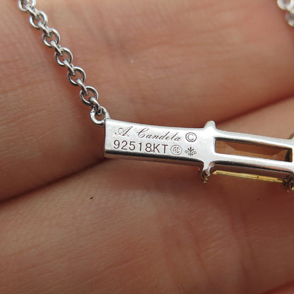 ANDREA CANDELA 925 Sterling Silver 18K Gold Vintage Real Citrine Necklace 16-18"