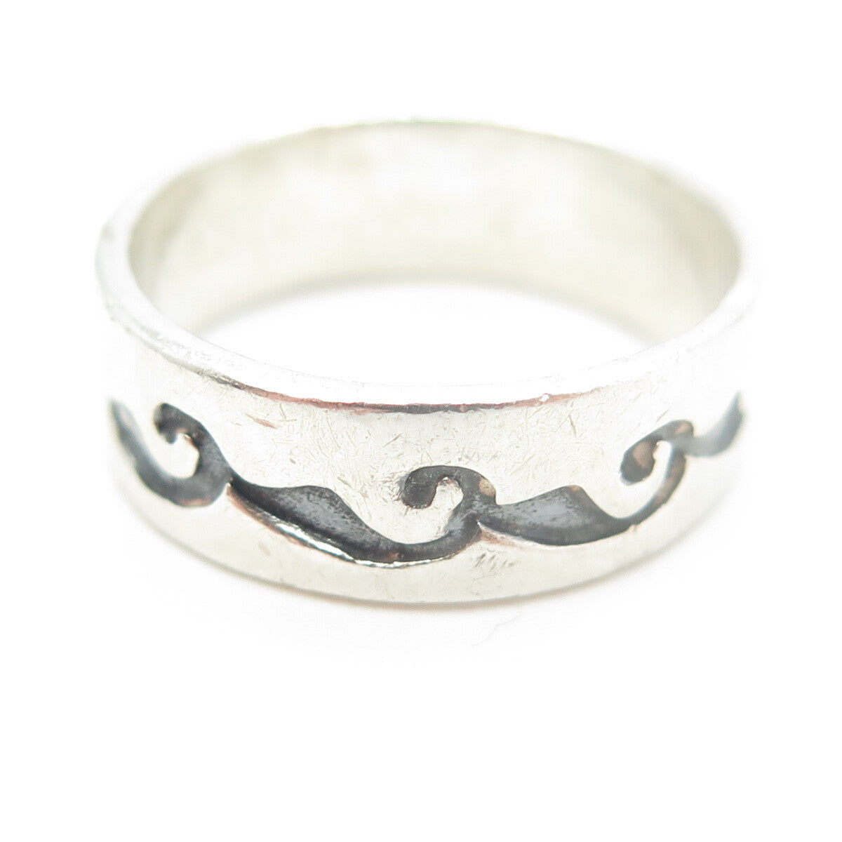 925 Sterling Silver Vintage Waves Band Ring Size 10.5