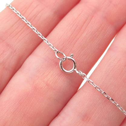 925 Sterling Silver Round-Cut C Z #Single Cable Chain Necklace 16-18"