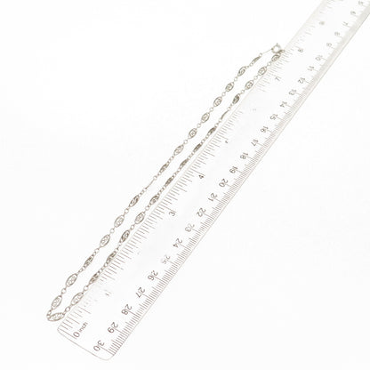 925 Sterling Silver Antique Art Deco Filigree Chain Necklace 16"