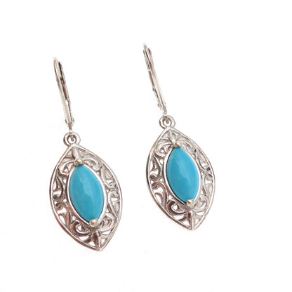 Chuck Clemency Sterling Silver Real Sleeping Beauty Turquoise Floral Earrings