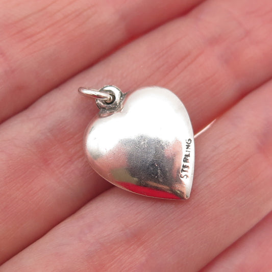 925 Sterling Silver Antique Art Deco Calla Lily Chatelaine Heart Mini Pendant