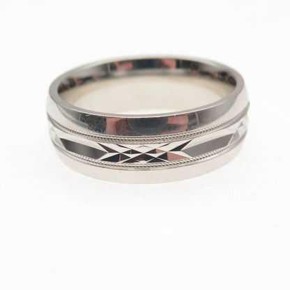 925 Sterling Silver Diamond-Cut Band Ring Size 11