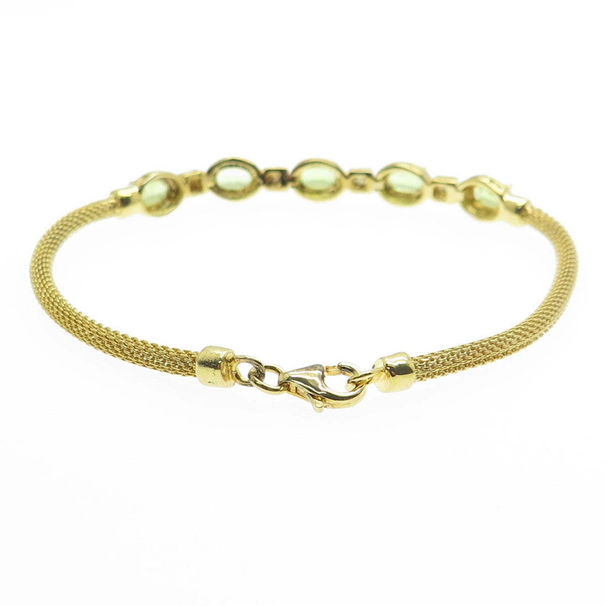 DBJ DEE BERKLE 925 Sterling Silver Gold Plated Real Diamond Peridot Bracelet 7"