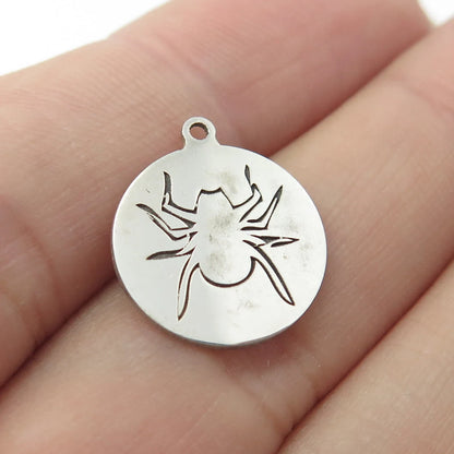 925 Sterling Silver USA Two In Town Spider Charm Pendant