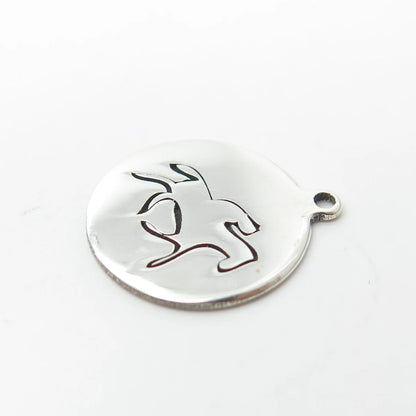 925 Sterling Silver USA Two In Town Racing Horses Charm Pendant
